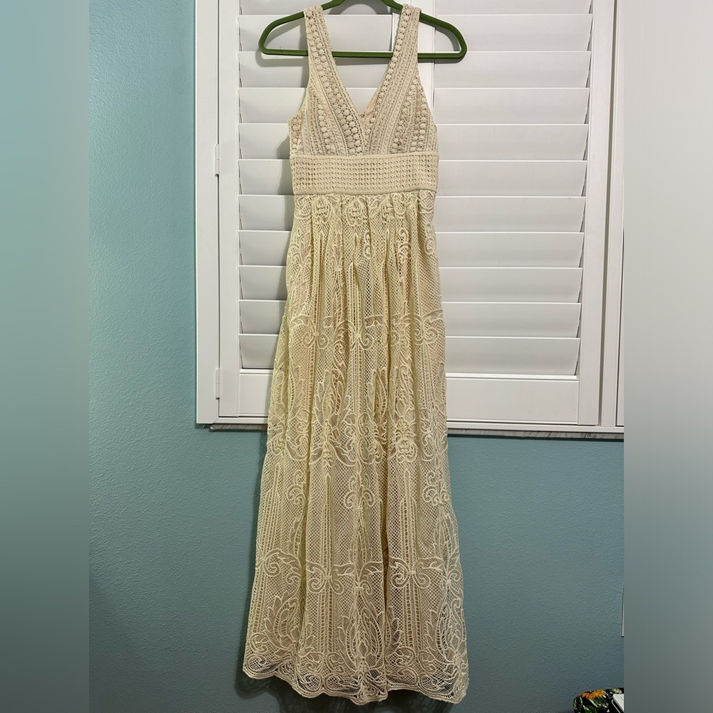 cream colored lace dress